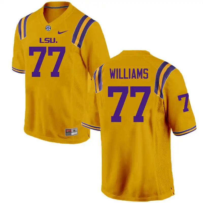 Men's LSU Tigers Ory Williams #77 Gold NCAA Football Jersey